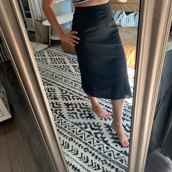 Silky blue slit midi maxi skirt - Picture 4 of 12